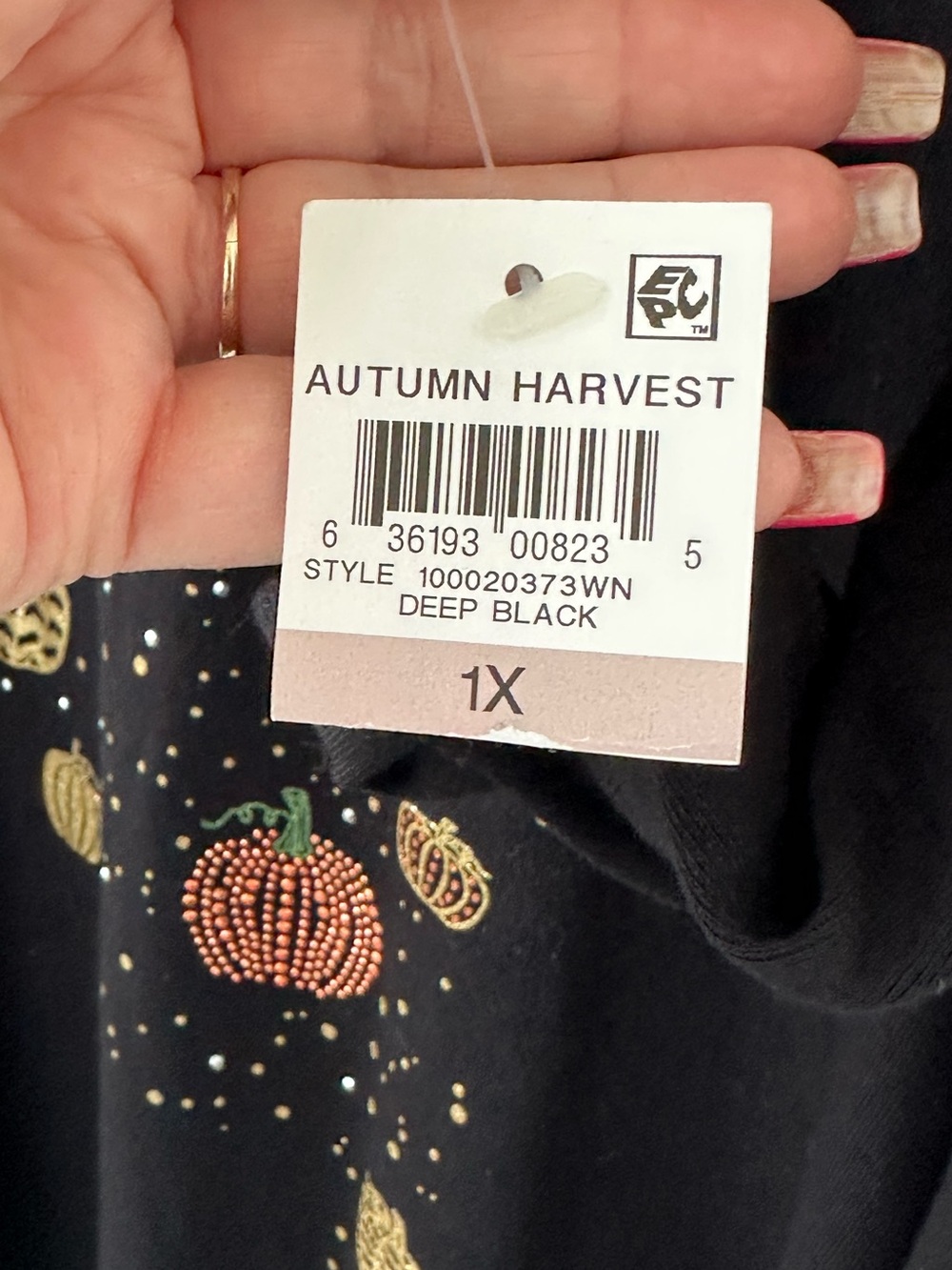 Karen Scott Pumpkin Cotton Autumn Harvest Embellished Top 1X NWT - Picture 7 of 9